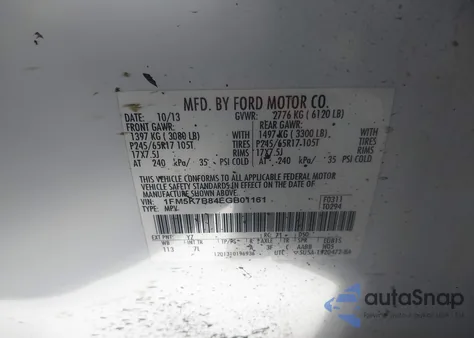 2014 Ford Explorer z USA, uszkodzony, nr VIN 1FM5K7B84EGB01161